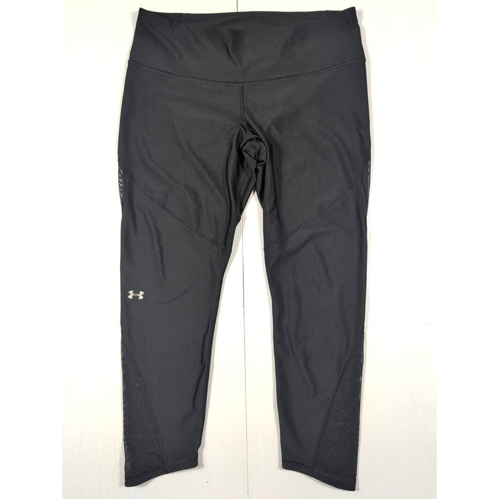 Under Armour Women’s XL Black HeatGear Compression Mesh Panel Cropped Leggings